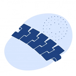 Пластинчатая цепь транспортерная серия MD 821 304.8x4.8x270 мм