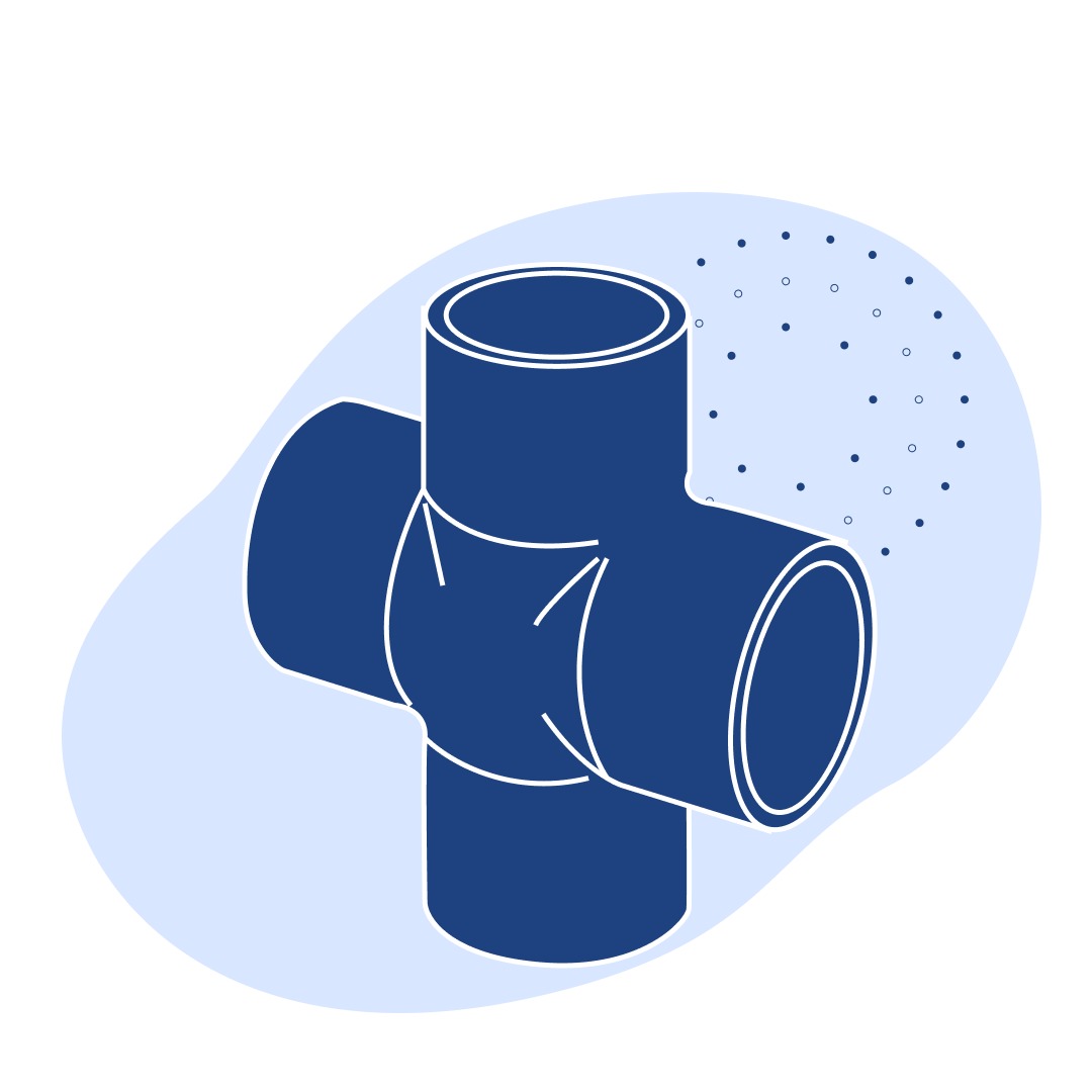 Чугунная крестовина прямая Ду 50 мм (2 дюйм) ГОСТ 8951-75